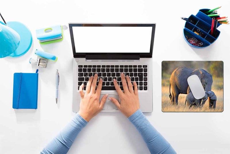 Solekla Mouse Pad Mat Desktop Laptop Office Elephant with Babies Mouse Pad, Mousepad Rectangle Customized Mouse Pads with Designs Non-Slip Rubber Smooth MousePads for Computer Laptop - Image 4